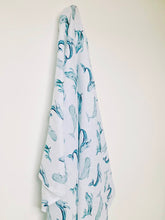 Load image into Gallery viewer, Large Baby Muslin Swaddle | Exclusive Whale Design