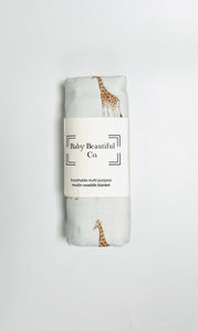 Large Baby Muslin Swaddle | Exclusive Giraffe Design