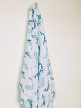 Load image into Gallery viewer, Large Baby Muslin Swaddle | Exclusive Whale Design
