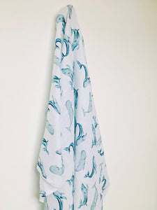 Large Baby Muslin Swaddle | Exclusive Whale Design