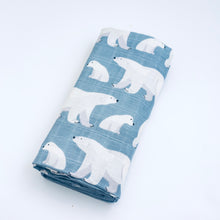 Load image into Gallery viewer, Large Muslin Swaddle | Polar Bear
