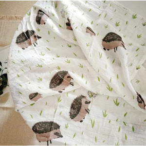 Large Baby Muslin Swaddle | Hedgehog Design