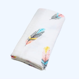 Large Baby Muslin Swaddle | Feather Design